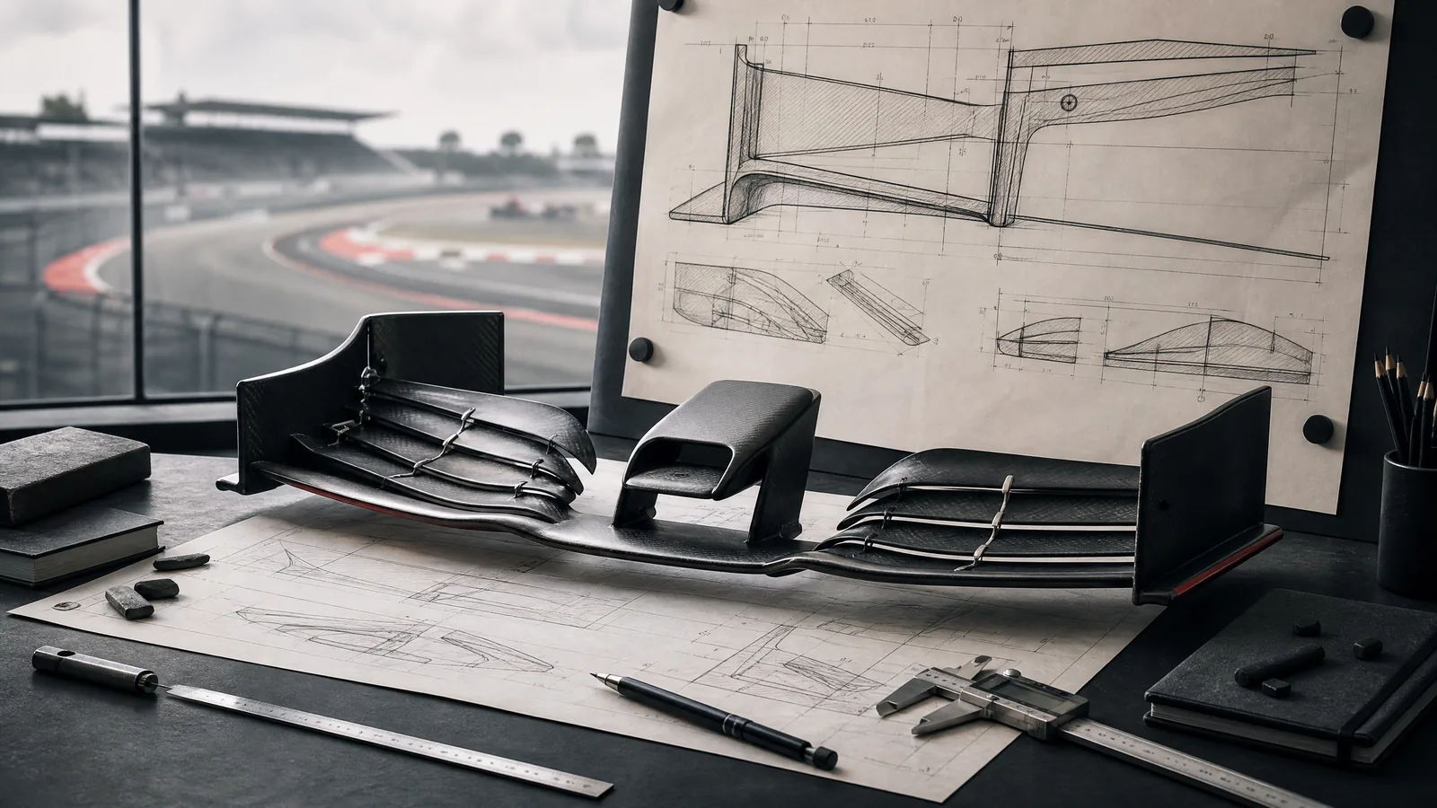 Ilustración editorial de Automifya: Del dibujo técnico a la regla: cómo verificar una afirmación sobre un F1 antes de publicarla
