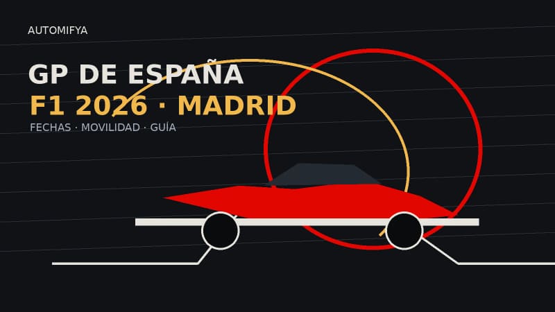 Ilustración editorial de Automifya sobre el Gran Premio de España de Fórmula 1 2026 en Madrid